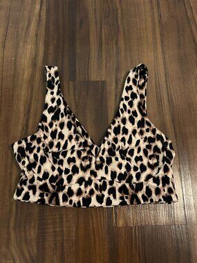 Victorias Secret Leopard Print V Neck Bralette Size Medium Y2K Animal Chic